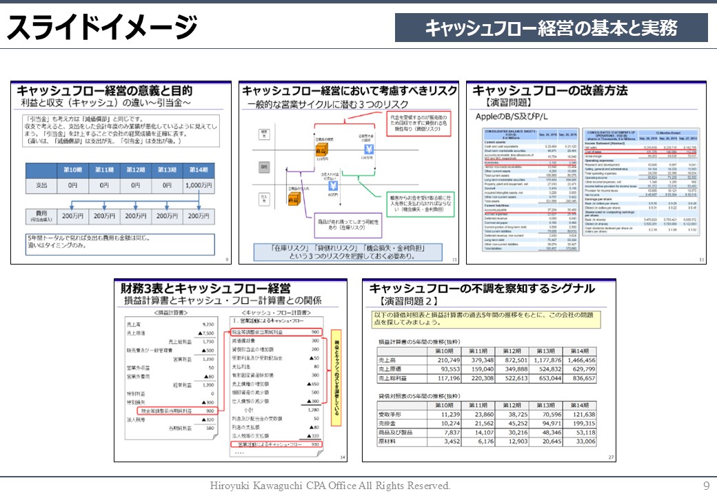 キャッシュフロー経営 スライドイメージ